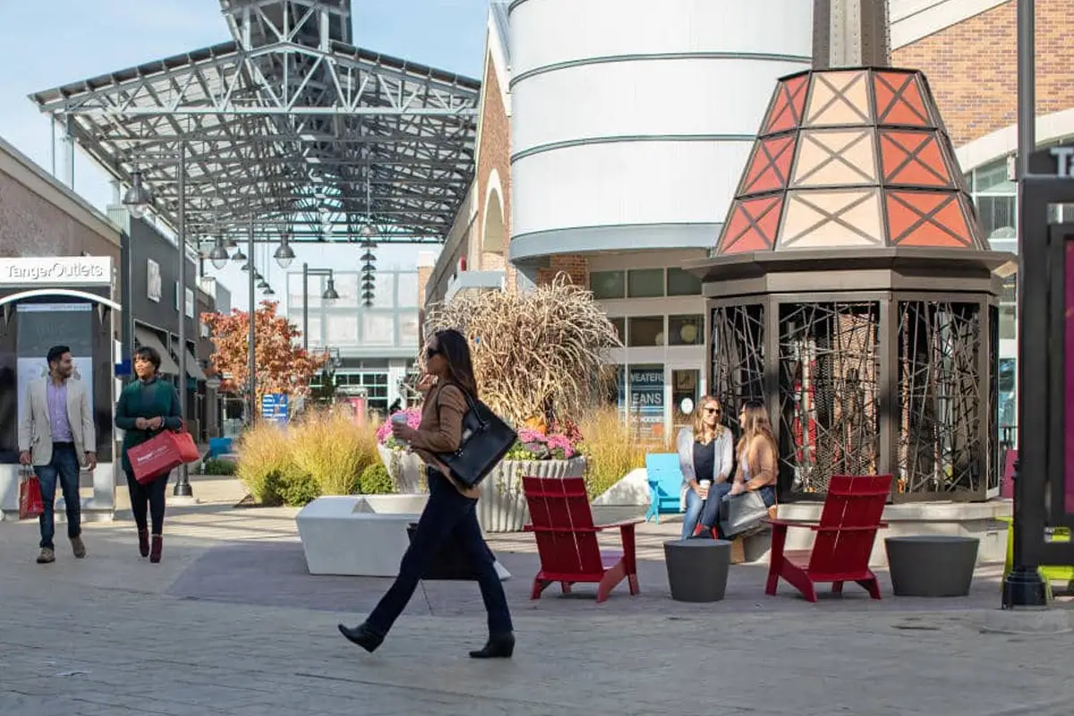 People walking around at the Byron shopping Center in Grand Rapids, Michigan.